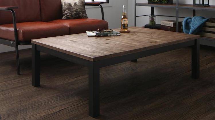 古木風天板＆ブラック脚！ヴィンテージスタイルのこたつテーブル 80×120cm Sugure Interior 送料無料・業界最安値